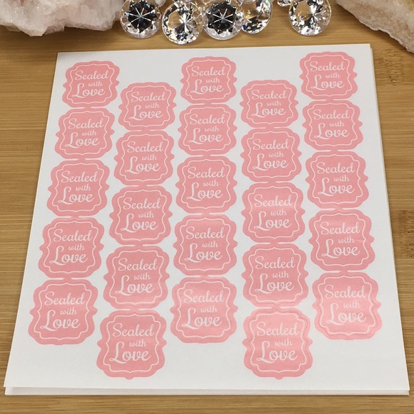 100 Pink Sealed with Love Stickers - Picture 2 of 6